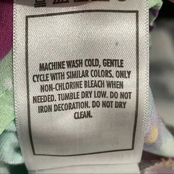 Disney The mermaid life is Sweet Graphic Tank Top Solid Blue & Purple floral M - Picture 7 of 12